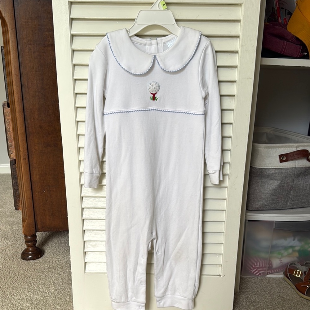 Little English White Golf Onesie